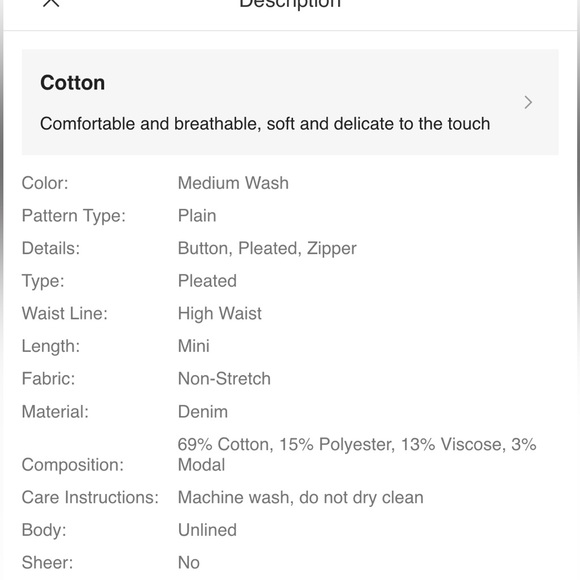 SHEIN EZwear Plus High Waist Pleated Detail Denim Skirt Size 16 NWT! - Picture 5 of 5